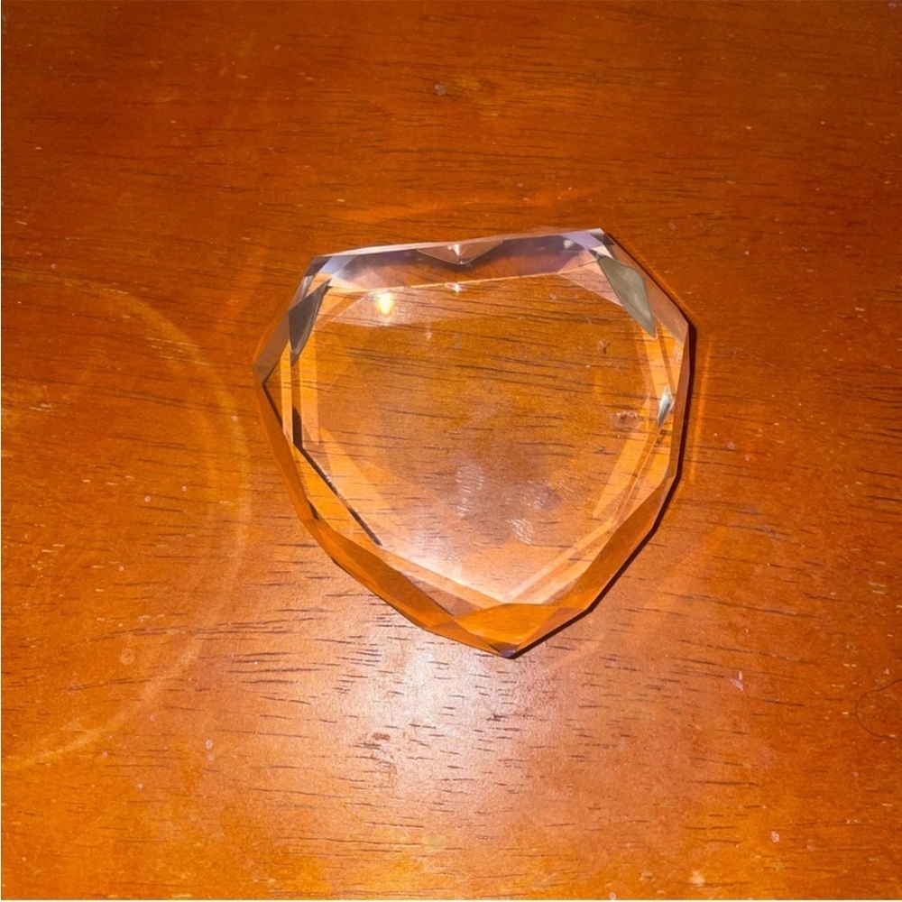Clear Heart-Shaped Crystal Paperweight